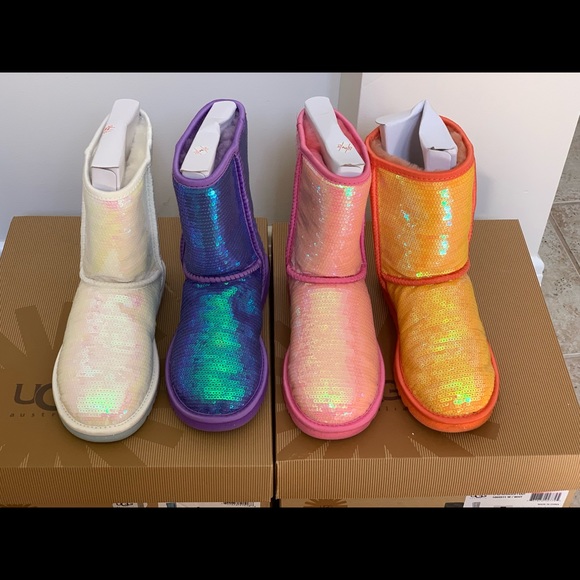 UGG SPARKLES SHORT BOOT PINK SIZE 5 - Picture 7 of 12